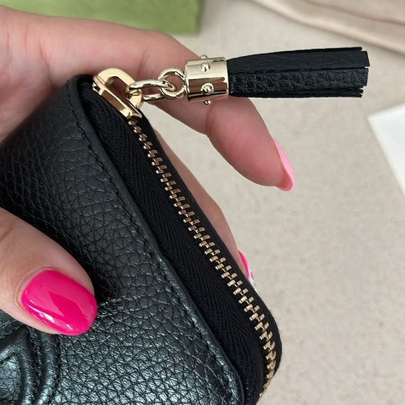 $985 NEW Authentic GUCCI Black Gold Soho Wallet Card Holder Tassel Leather - Picture 5 of 14